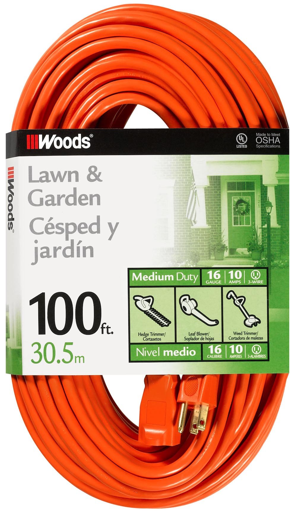 Orange 16/3 Gauge 100 Foot Extension Cord S572246