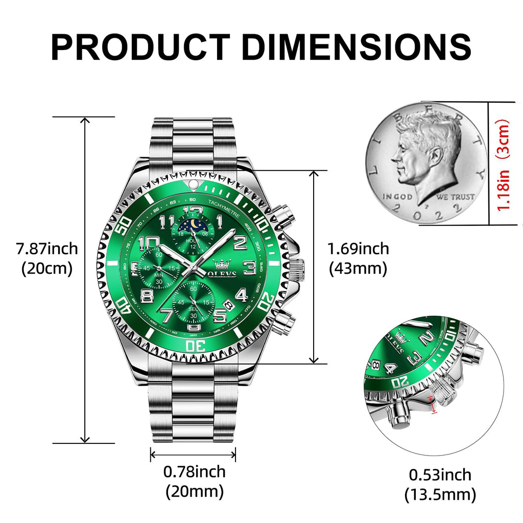 Men Luxury Chronograph Stainless Steel Waterproof Quartz Analog Watch H195730