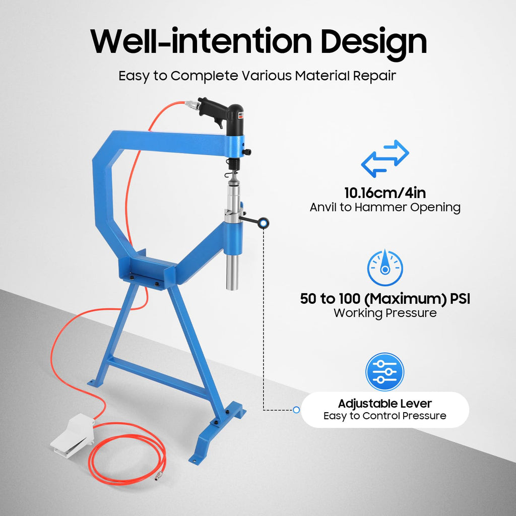 Pneumatic Planishing Hammer with 3 Anvils and Foot Pedal C88112