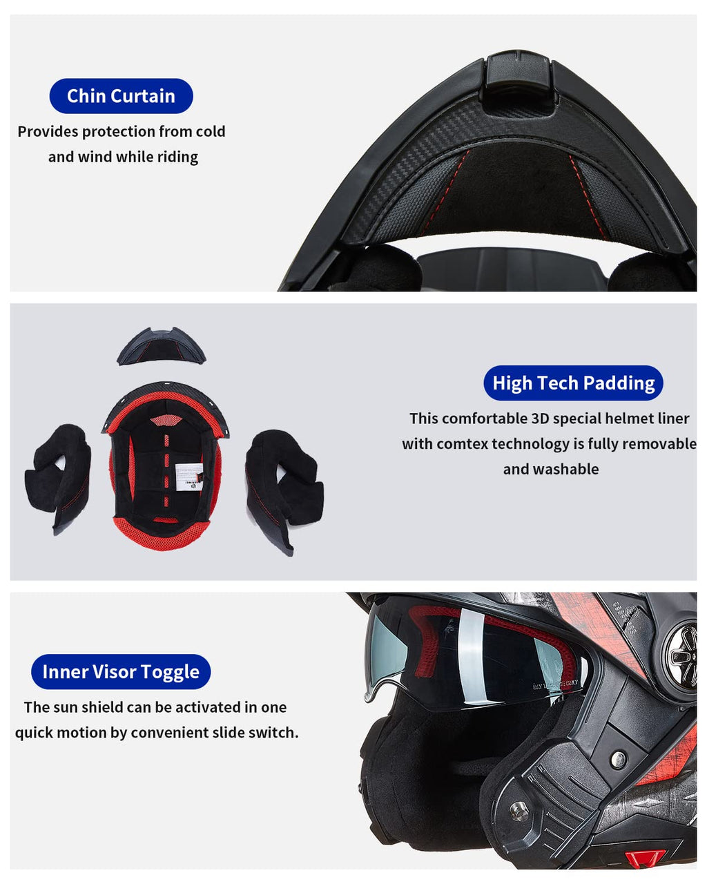 Full Face Modular ATV Helmet with Anti Fog Visor H6563