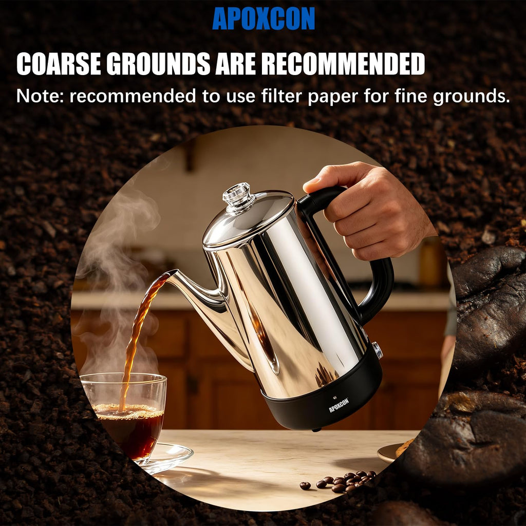 Electric Stainless Steel Coffee Percolator 1200ml 8 Cup R533742