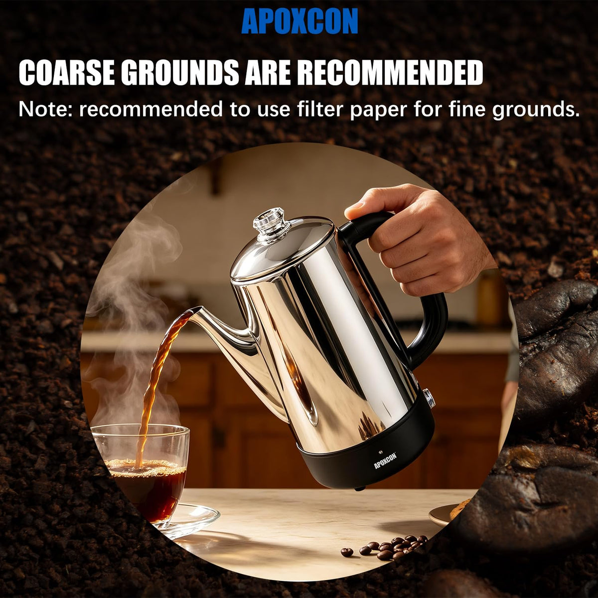 Electric Stainless Steel Coffee Percolator 1200ml 8 Cup R533742