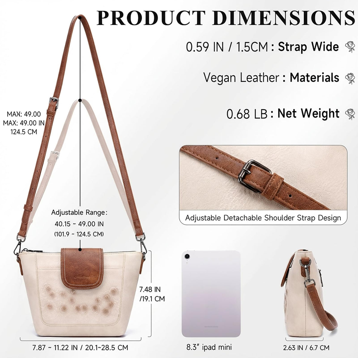 Crossbody Bags Vegan Leather Multi-Pockets Small Shoulder Bag N120