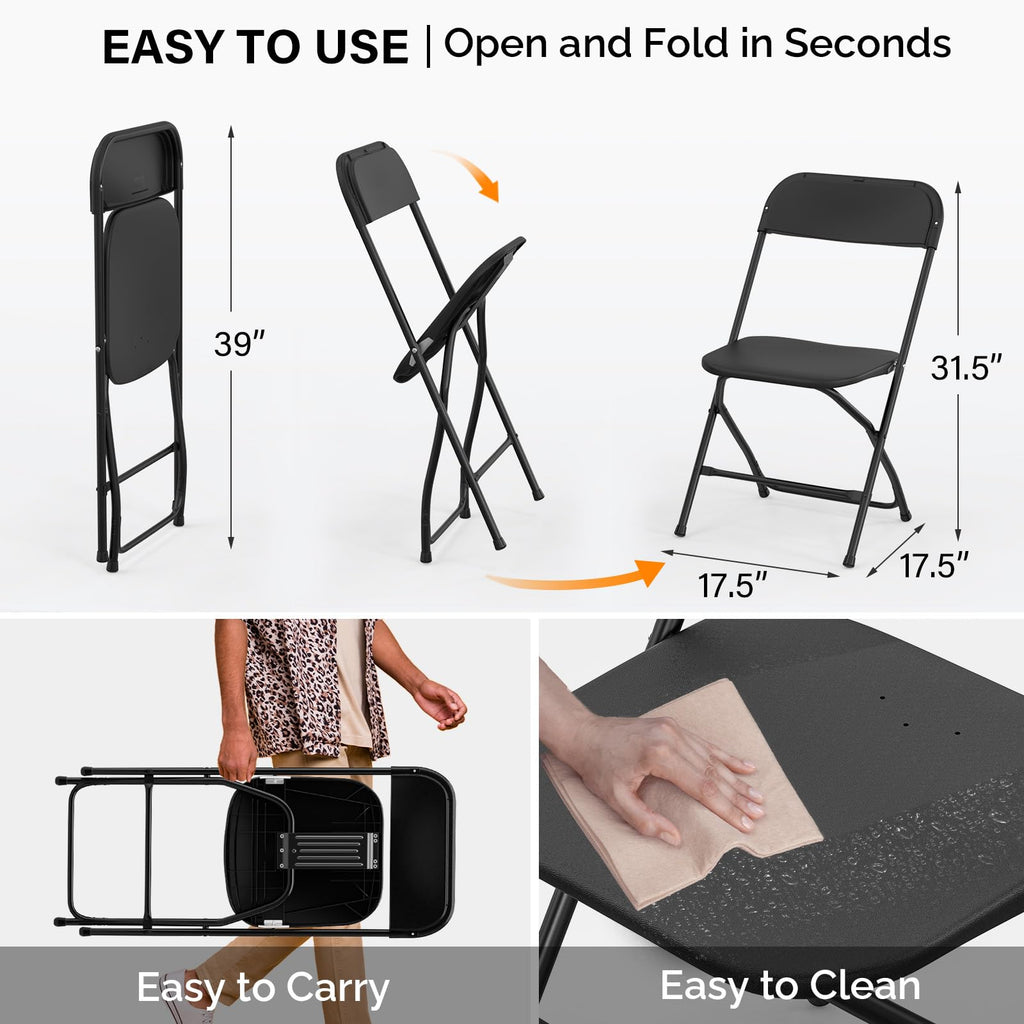 10 Pack Black Plastic Folding Chair K6189