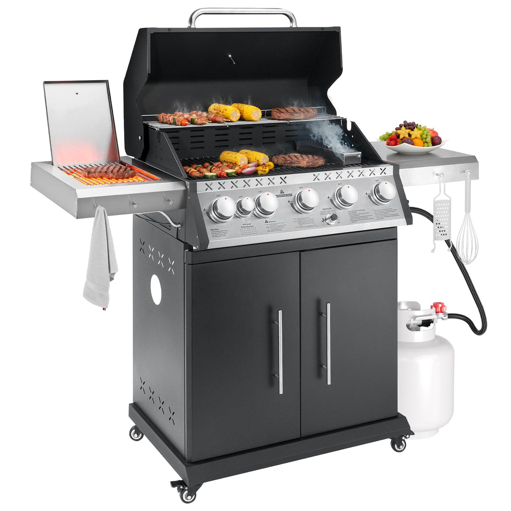 Propane Gas Grill 5+1 Stainless Steel with Side Burner D9510