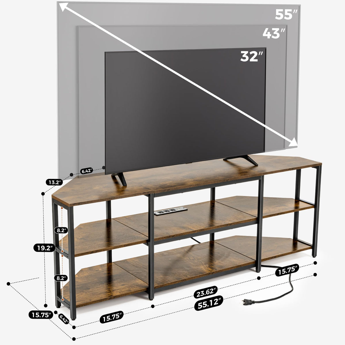 Corner TV Stand with Power Outlet S1556
