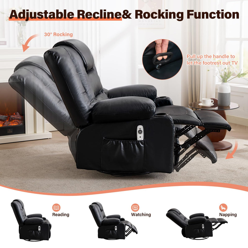 Swivel Rocker Recliner Chair with Vibration Massage and Heat Q97534