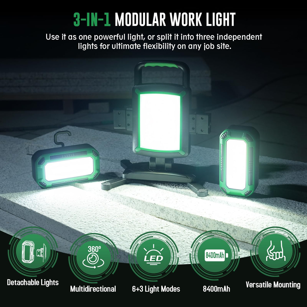 50W 5000LM Rechargeable Magnetic LED Work Light U778