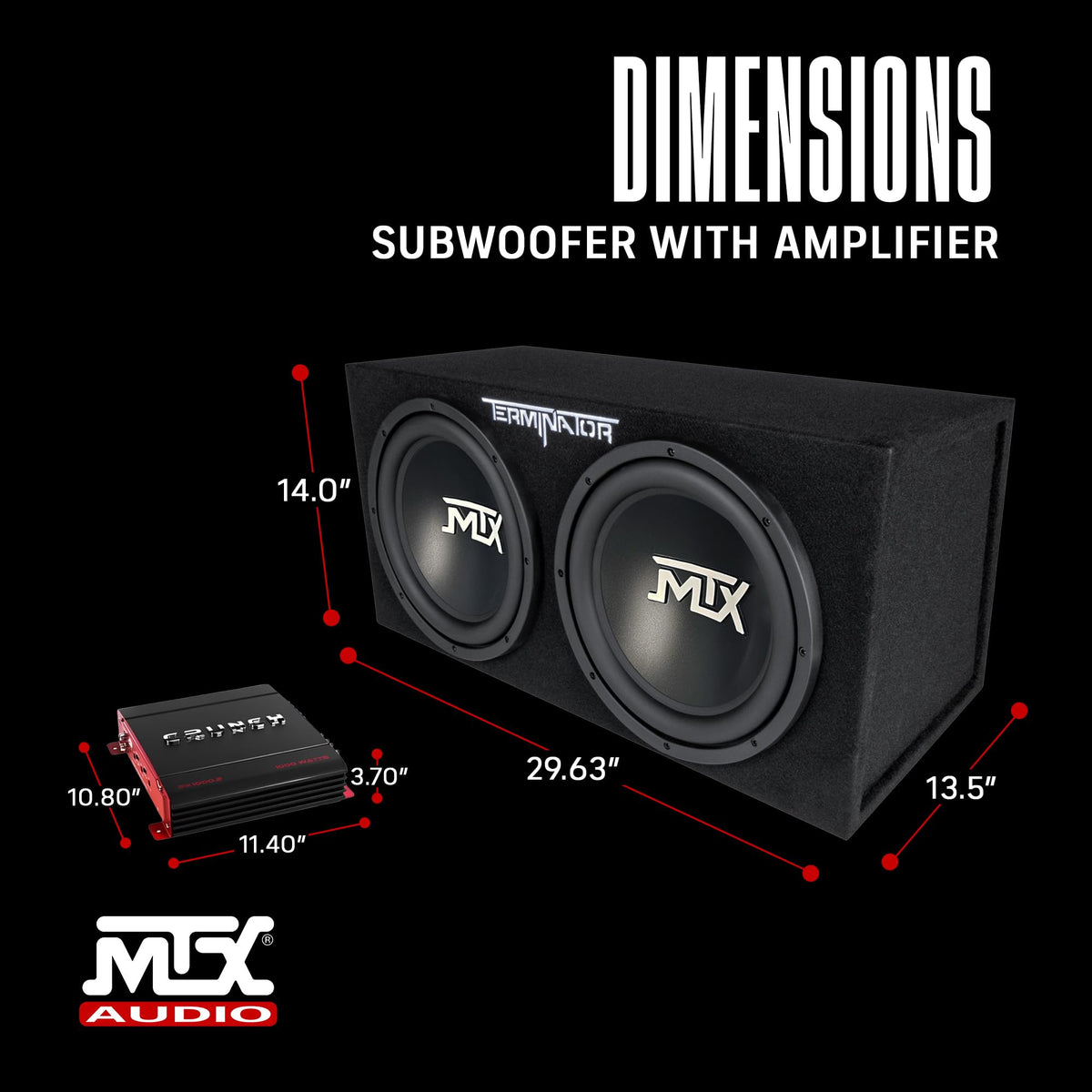 1000 Watt 2 Channel Amplifier with 12 Inch Subwoofer Enclosure R348434