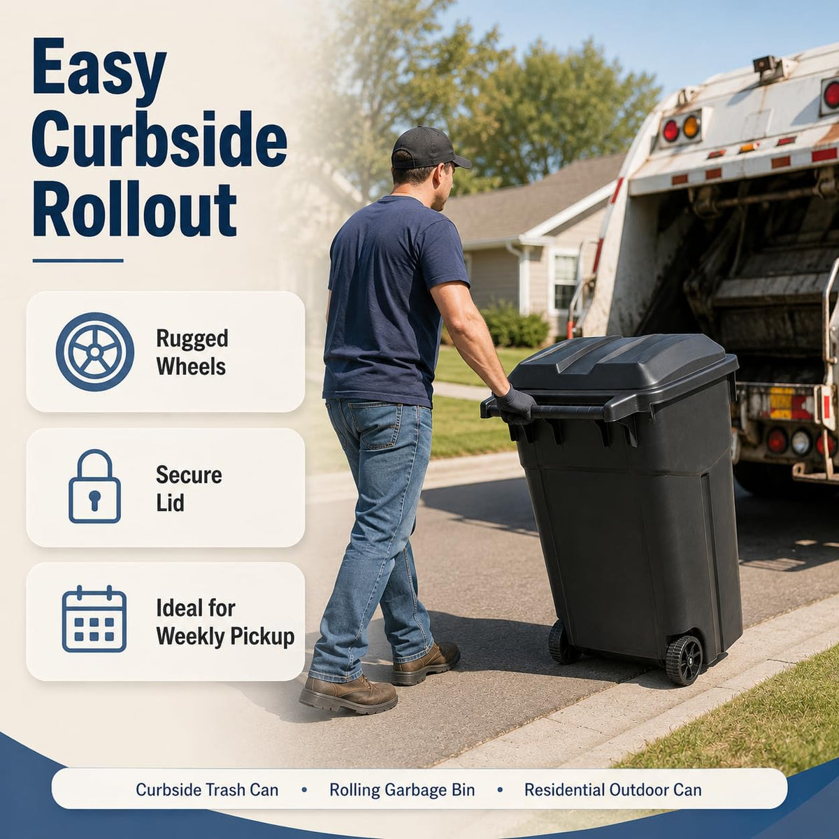 45 Gallon Wheeled Outdoor Trash Can with Lid G8719