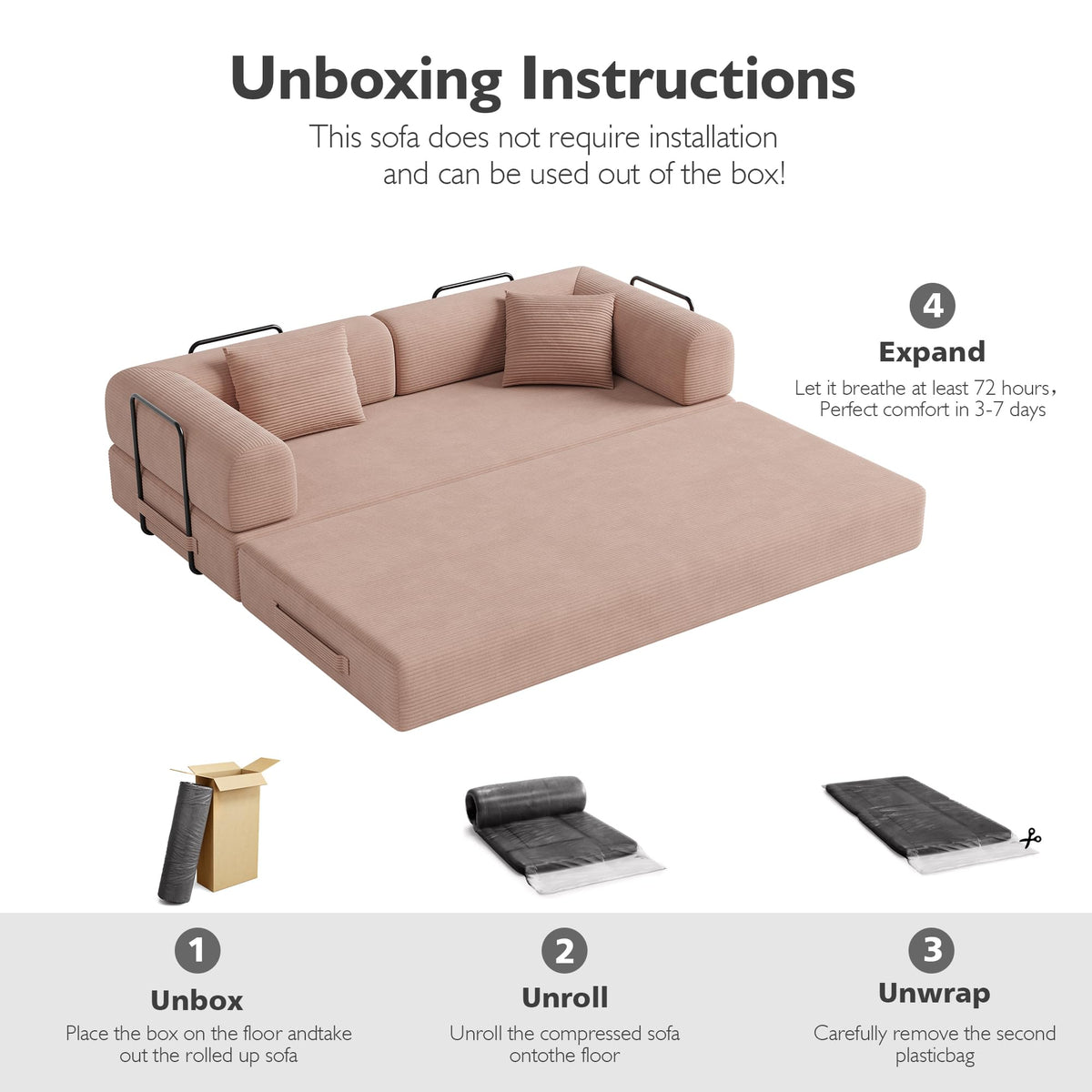 79in Boneless Convertible Futon Sofa Bed Queen I226