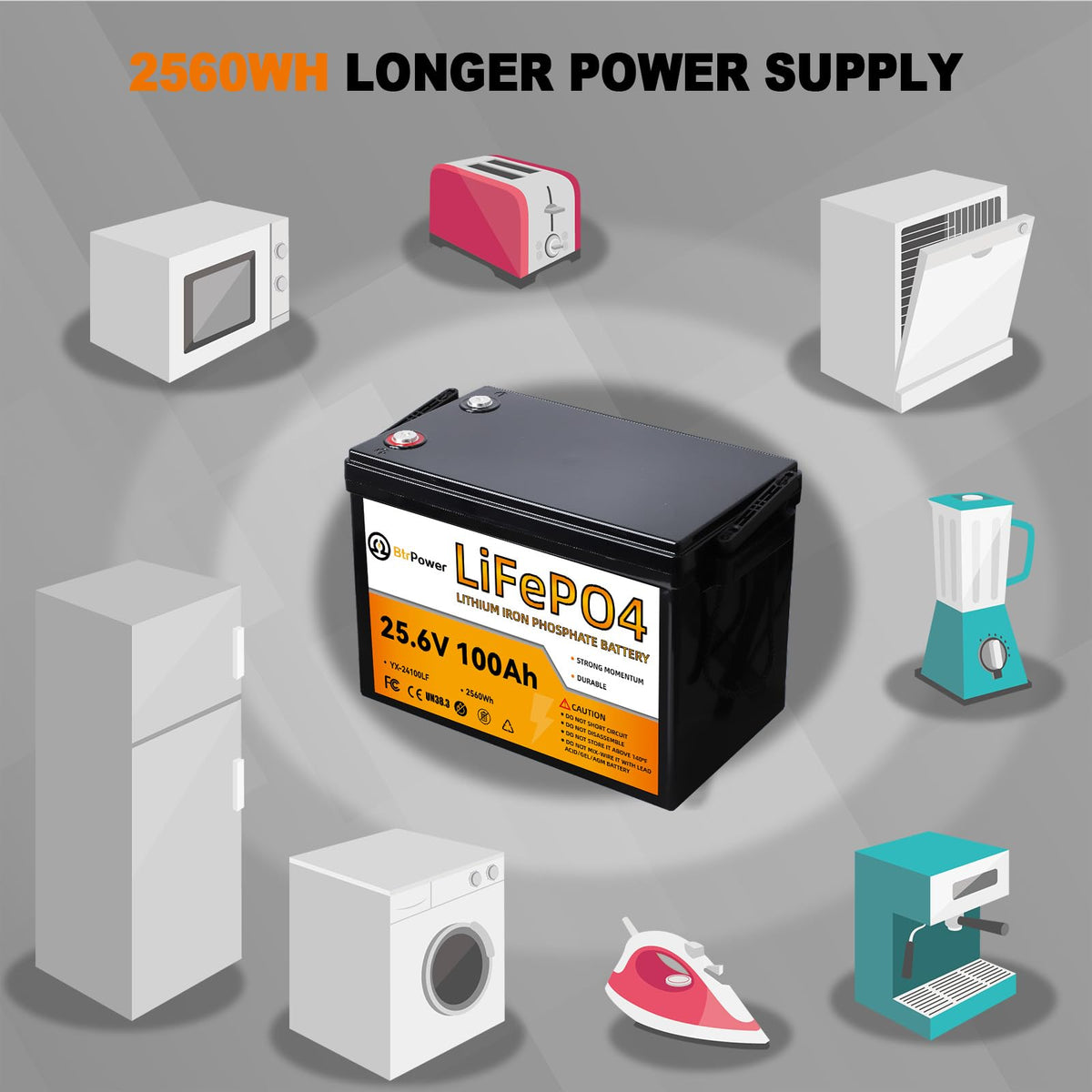 24V 100Ah Deep Cycle LiFePO4 Battery H169160