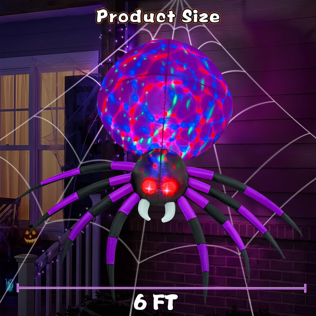 6 FT Inflatable Spider Outdoor Decoration with LED Lights E130