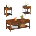 Caramel Brown Coffee Table and Two End Tables with Storage Drawer H7494