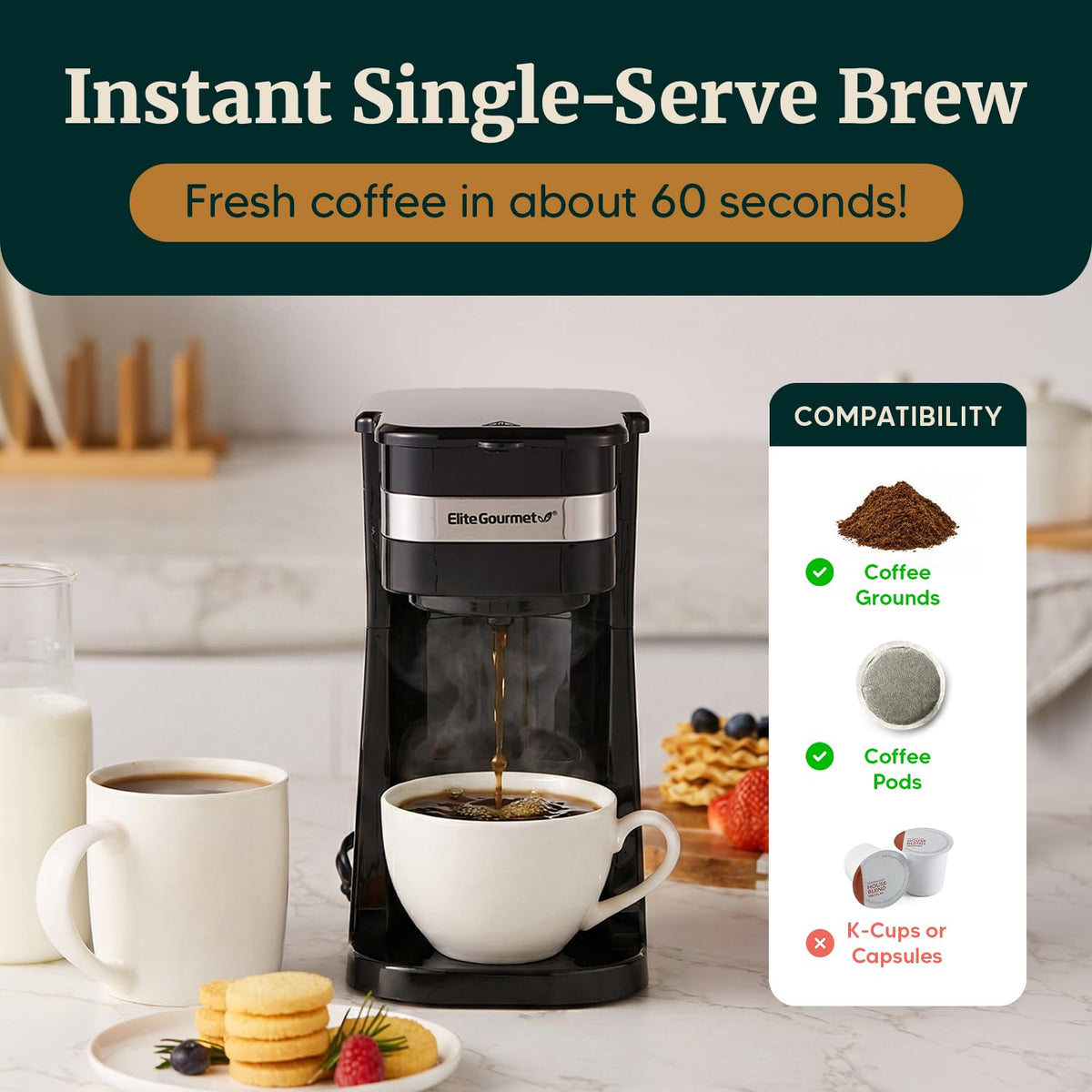 Black Single-Serve Compact Coffee Maker G8369