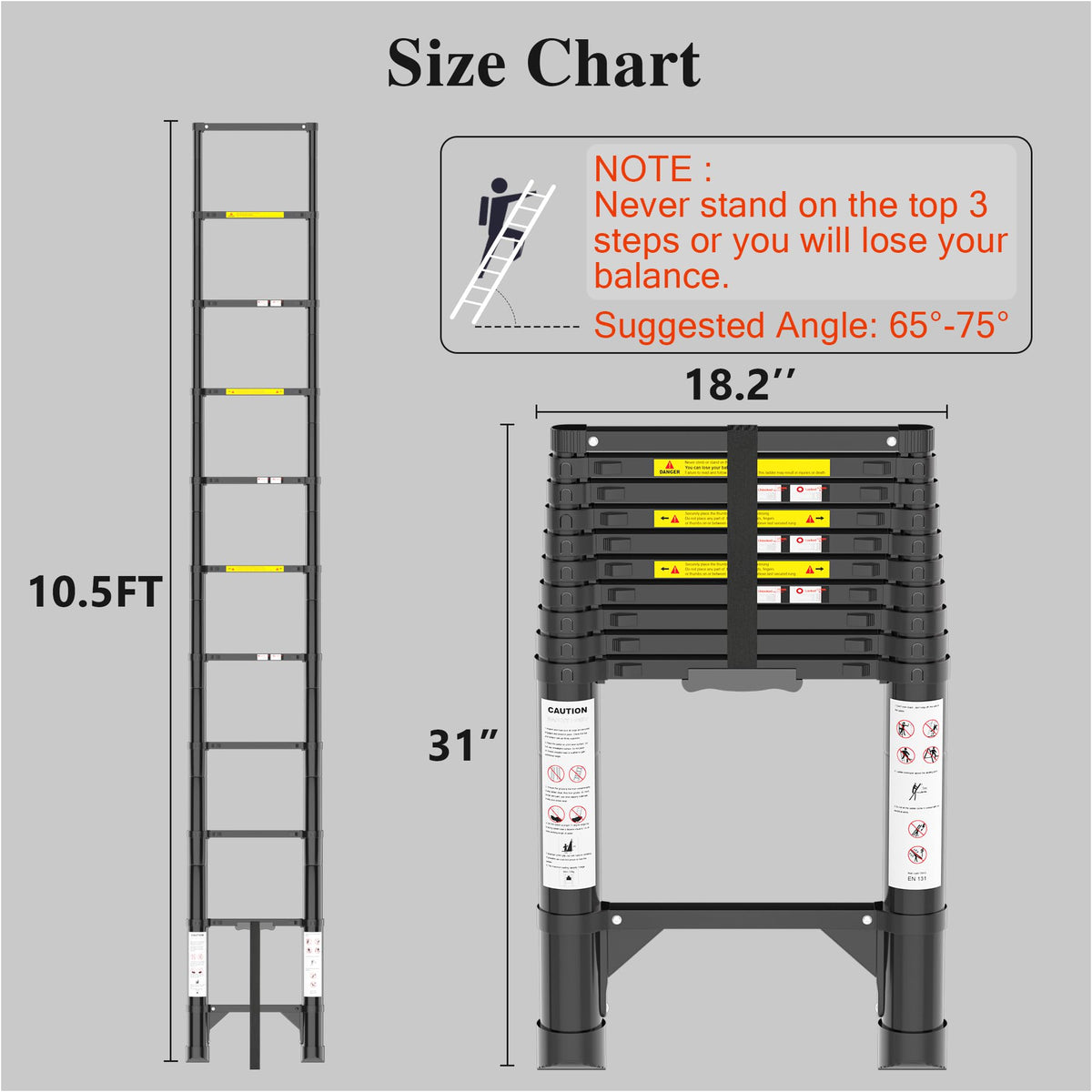 10.5 FT Aluminum Telescoping Ladder 330 Lbs Y755870