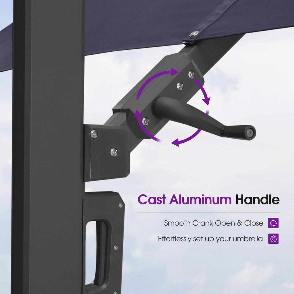 Navy Blue 10' X 13' Dual-Top Cantilever Umbrella with Base B53322