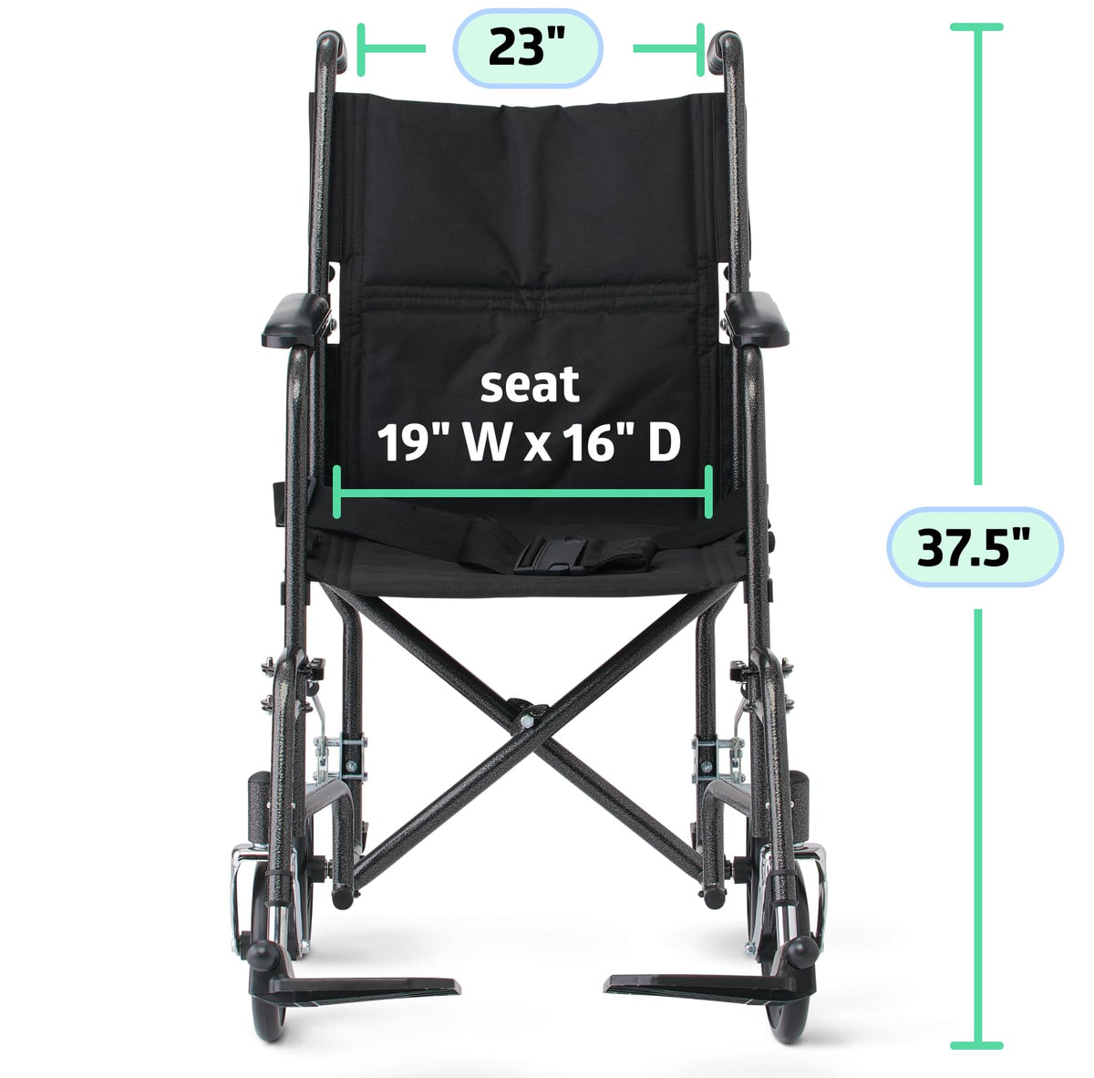 Folding Steel Transport Wheelchair with Swing-Away Footrests Q949548