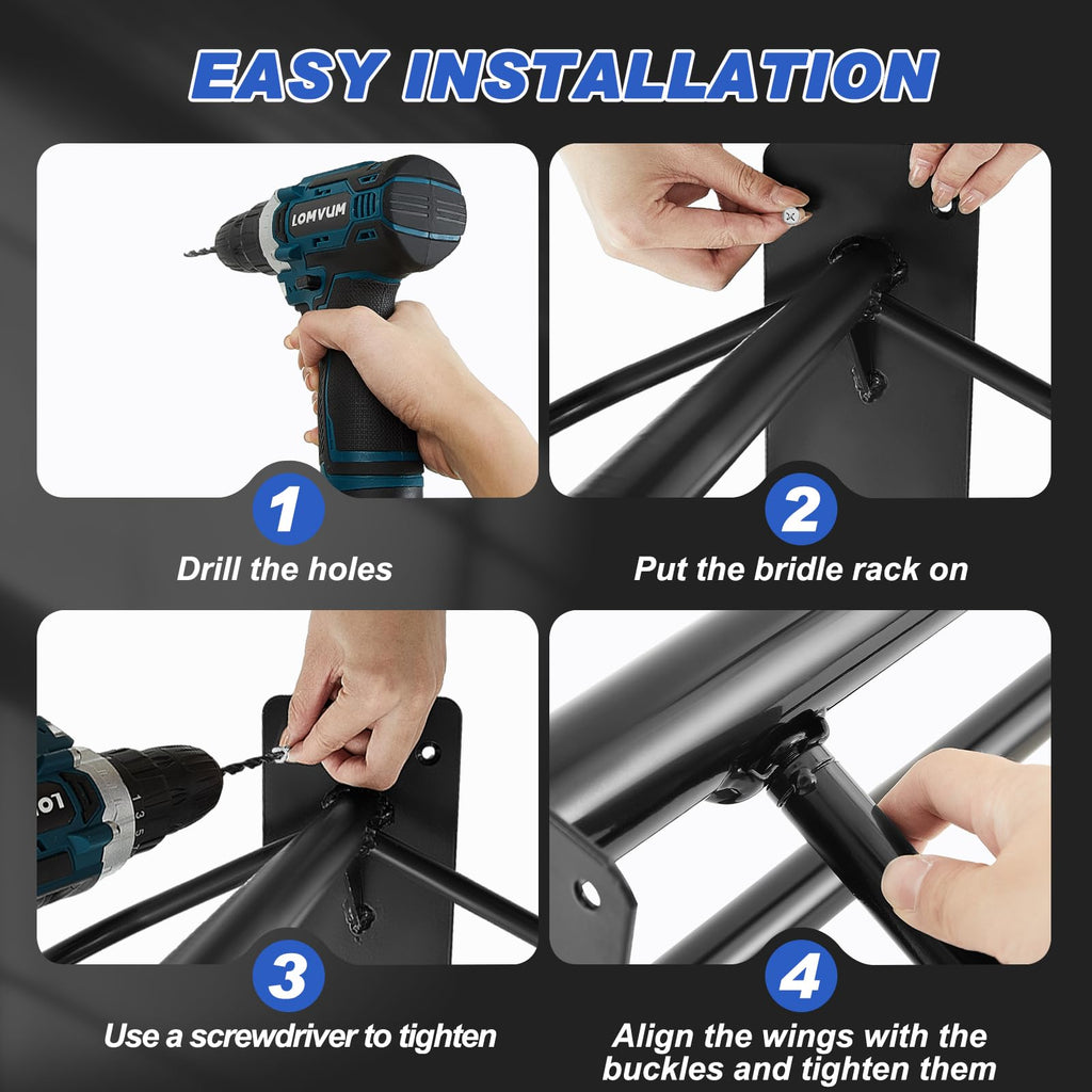 12 Pack Wall Mount Saddle Rack with Bridle Hooks Q466984