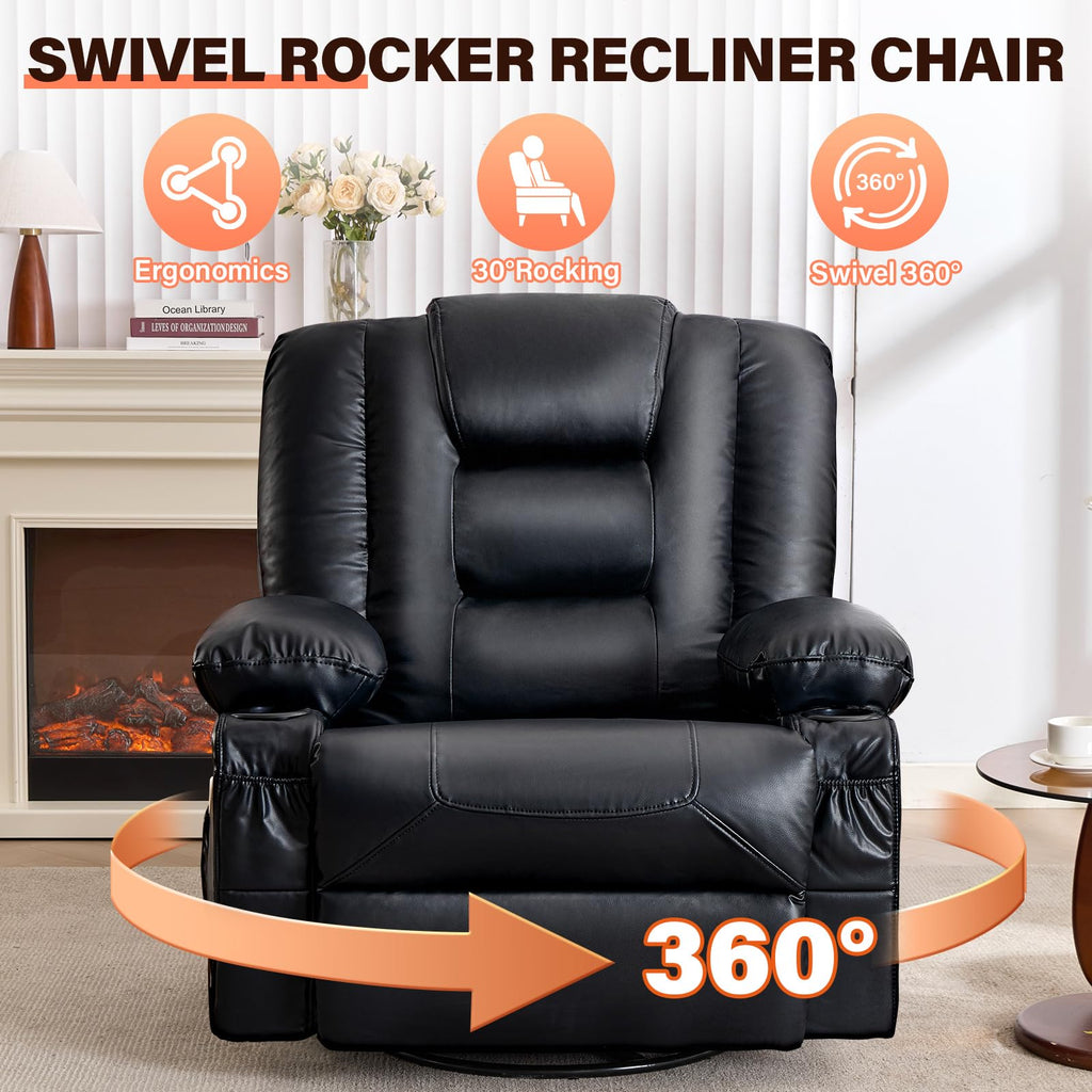 Swivel Rocker Recliner Chair with Vibration Massage and Heat Q97534