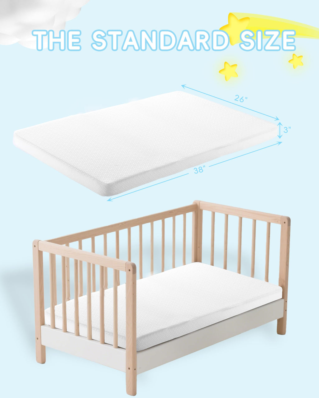 Pack and Play Mattress 38"x26" with Waterproof Washable Cover M7981