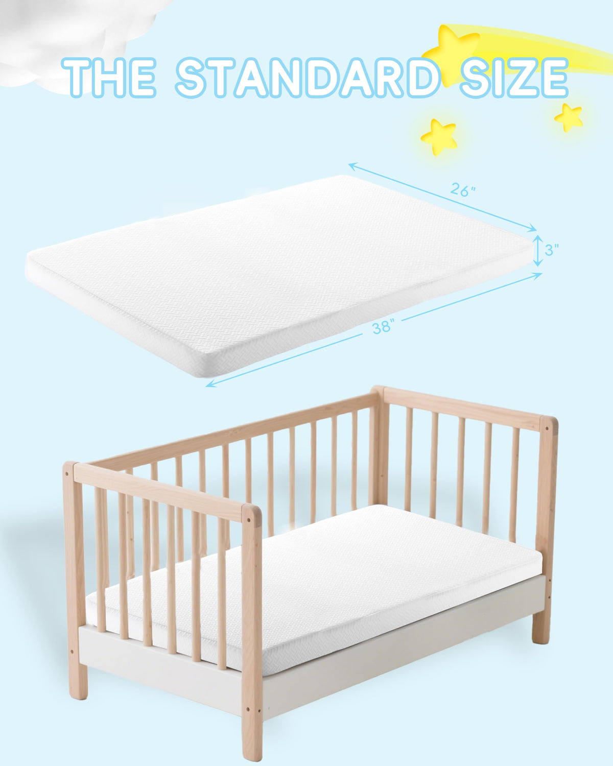 Pack and Play Mattress 38"x26" with Waterproof Washable Cover M7981