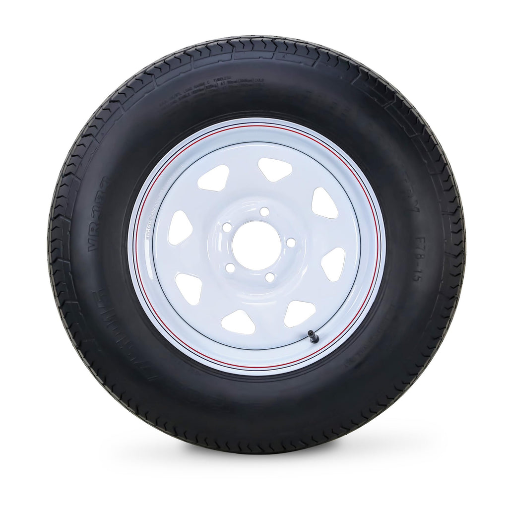 Trailer Tire Wheel ST205/75D15 6PR 101L 5X4.5 White Spoke Rim J53071
