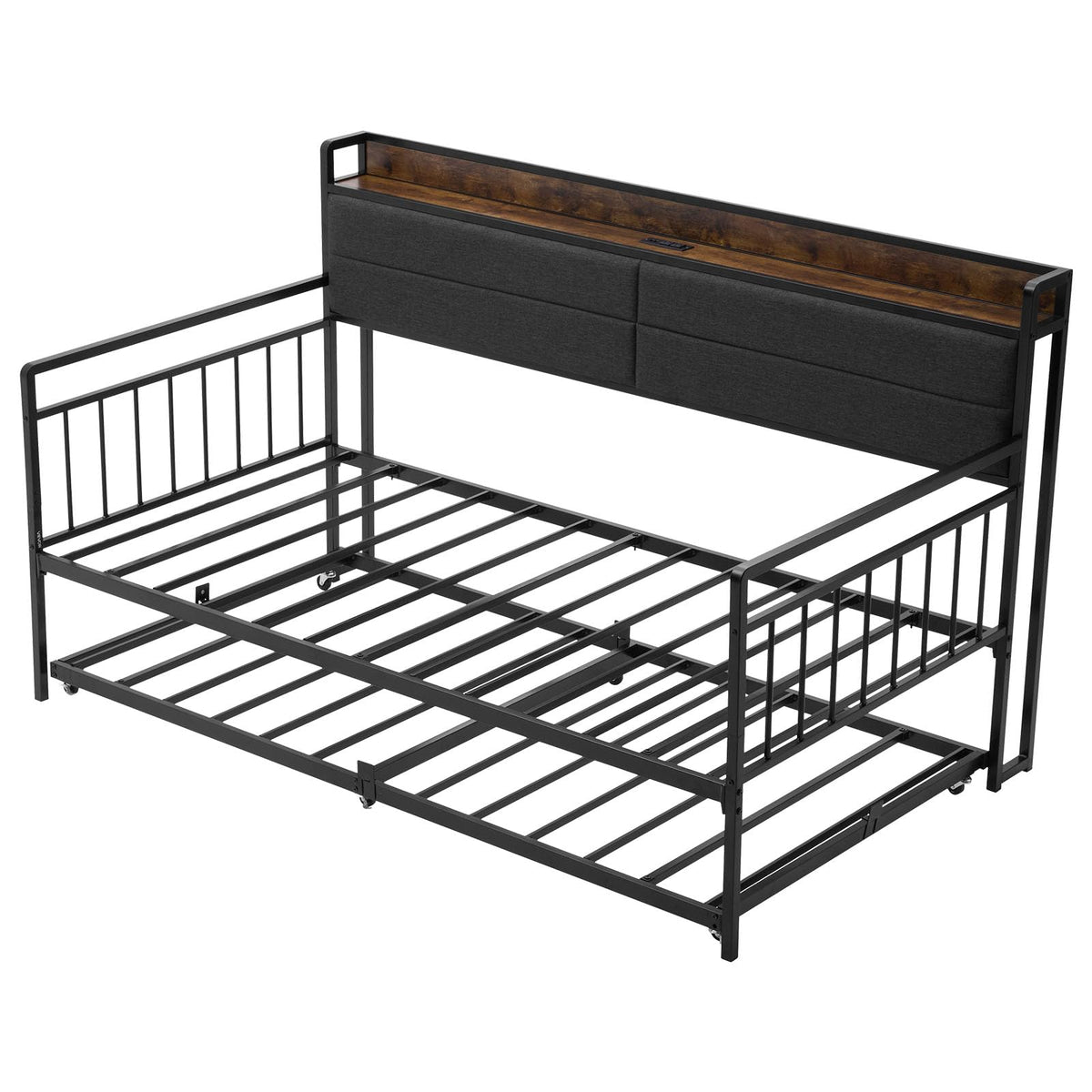 Twin Size Metal Daybed with Trundle W868