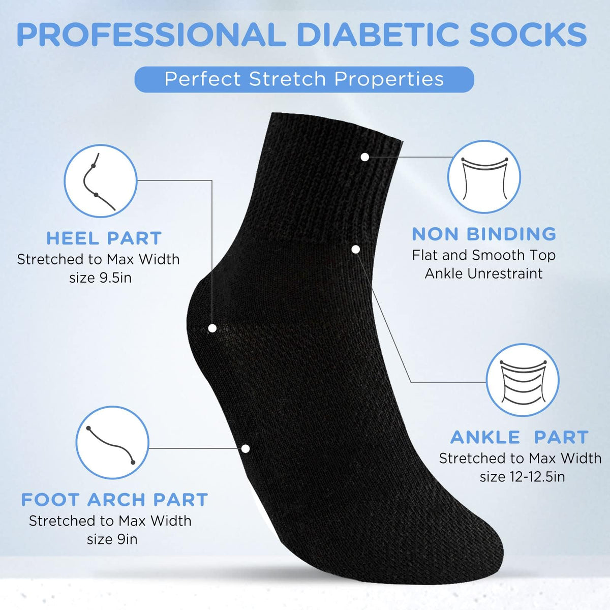 Bamboo Viscose Non Binding Ankle Socks 6 Pairs J5816
