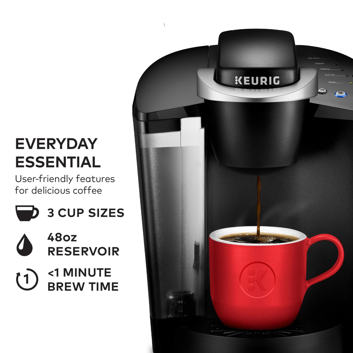 Single Serve K-Cup Pod Coffee Maker with 3 Brew Sizes, Black G515