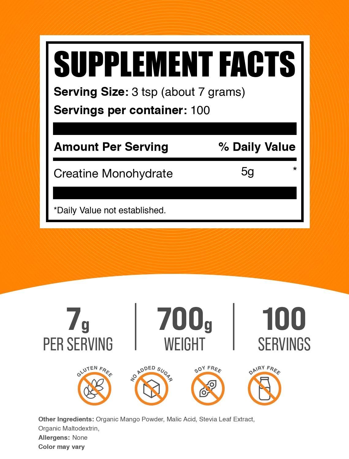 Micronized Creatine Monohydrate Powder, Mango Tango, 700g G61790