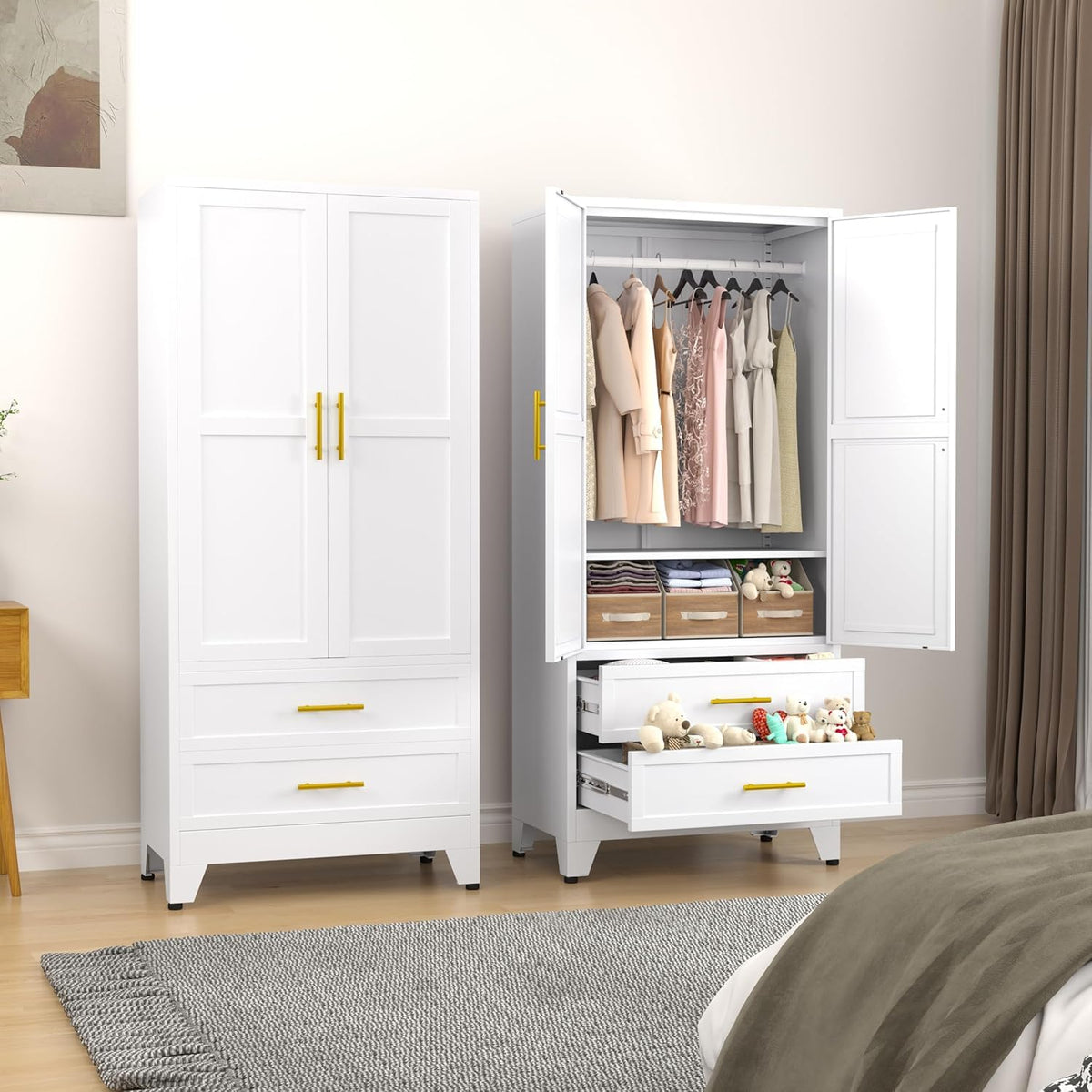 Metal Armoire Wardrobe Closet J157763