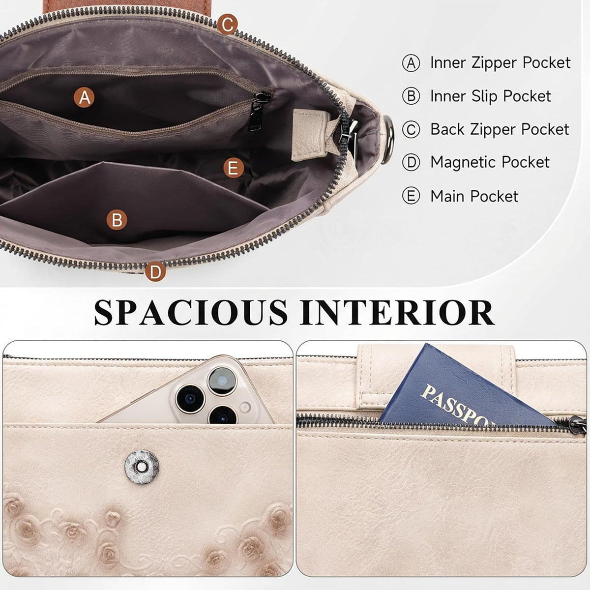 Crossbody Bags Vegan Leather Multi-Pockets Small Shoulder Bag N120