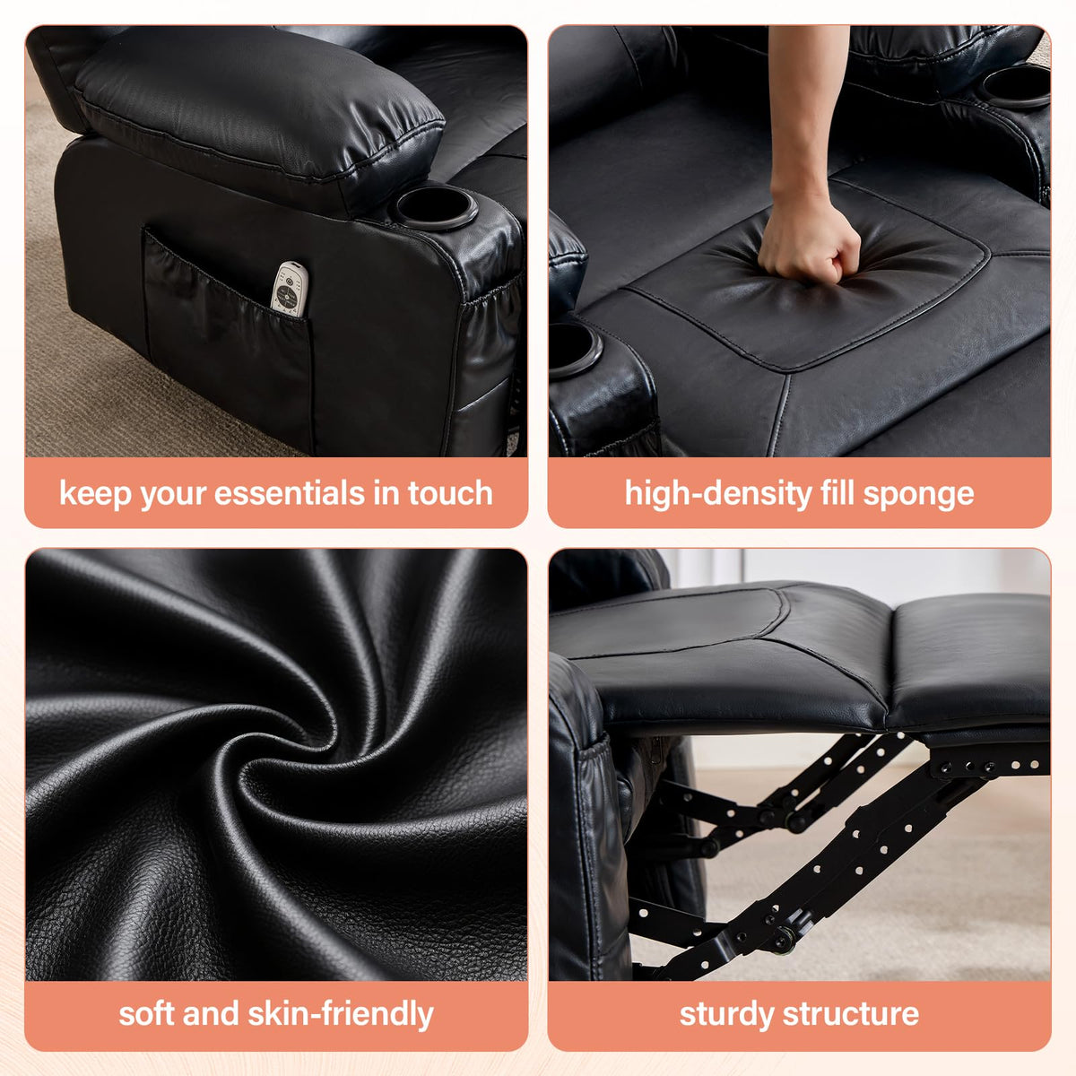 Swivel Rocker Recliner Chair with Vibration Massage and Heat Q97534