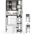 Black Over the Toilet Storage Cabinet with Adjustable Shelves T663