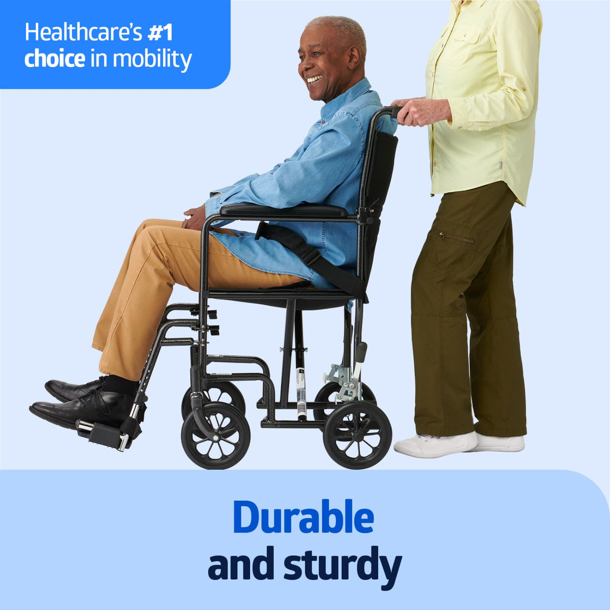 Folding Steel Transport Wheelchair with Swing-Away Footrests Q949548