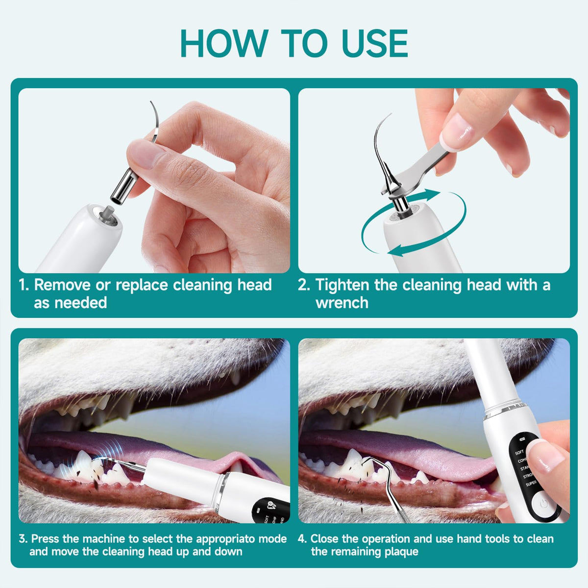 White Dog Teeth Cleaning Kit with LED Light S153054