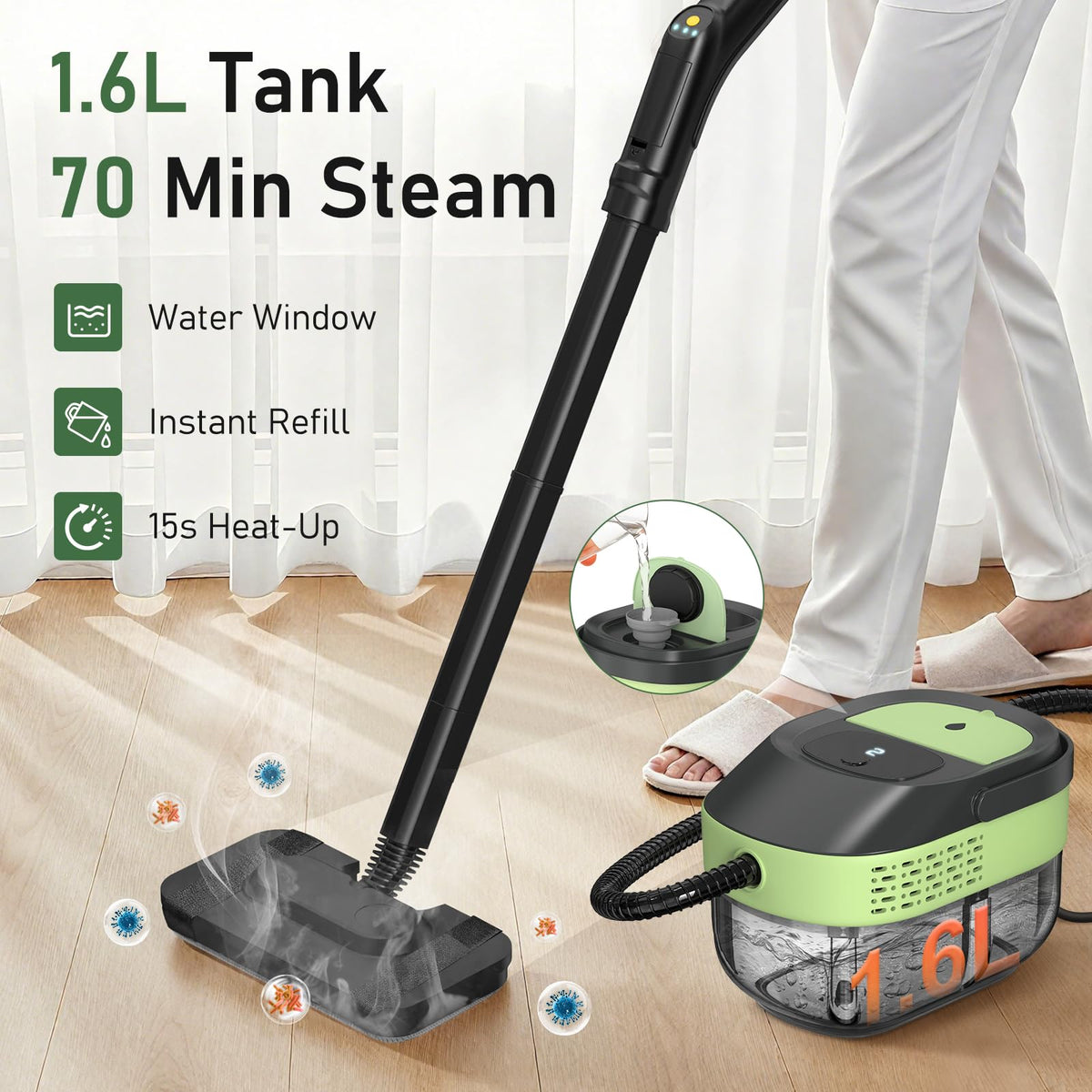 14 IN 1 Steam Cleaner Mop, Handheld Steamer, 1.6L Tank F151584