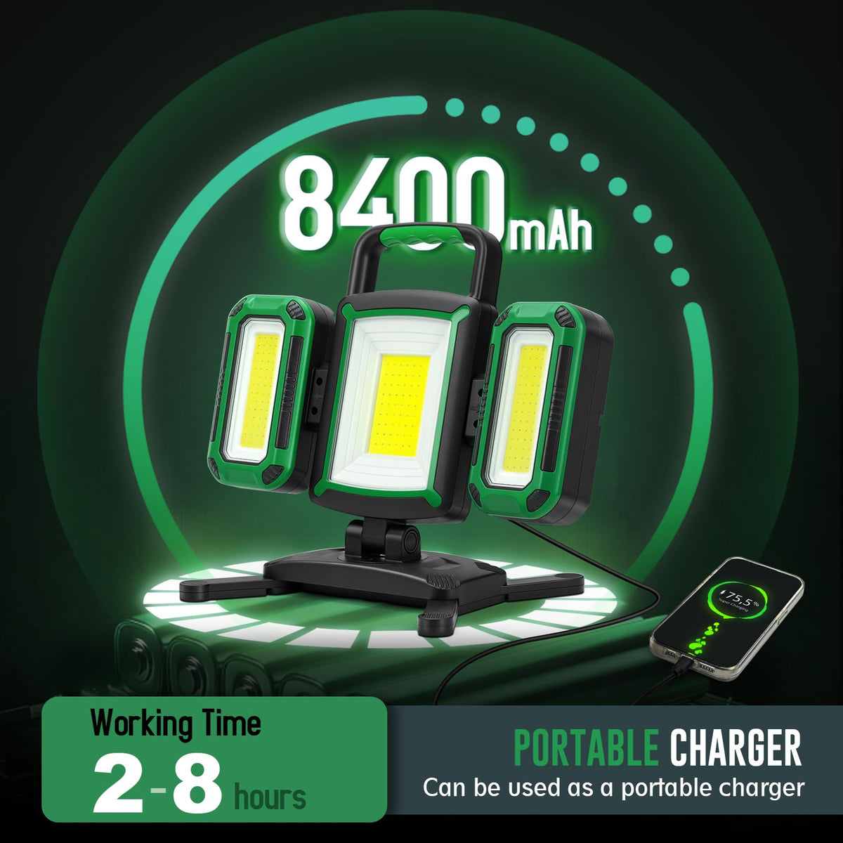 50W 5000LM Rechargeable Magnetic LED Work Light U778