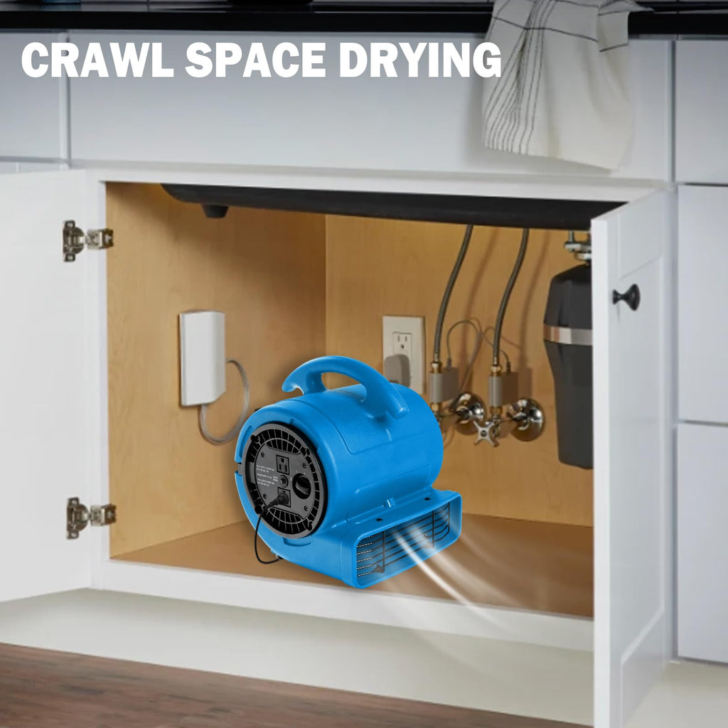 1/5hp 800cfm 3-Speed Air Mover Blower Fan with Dual Outlet G144215