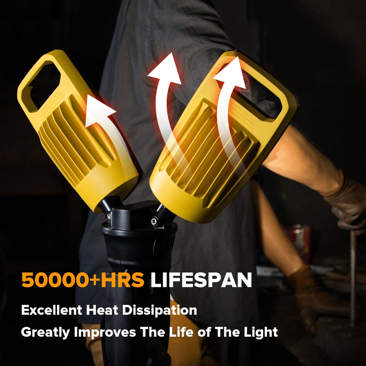 1000 Lumen LED Magnetic Light and 10000 Lumen Work Light with Stand T549216