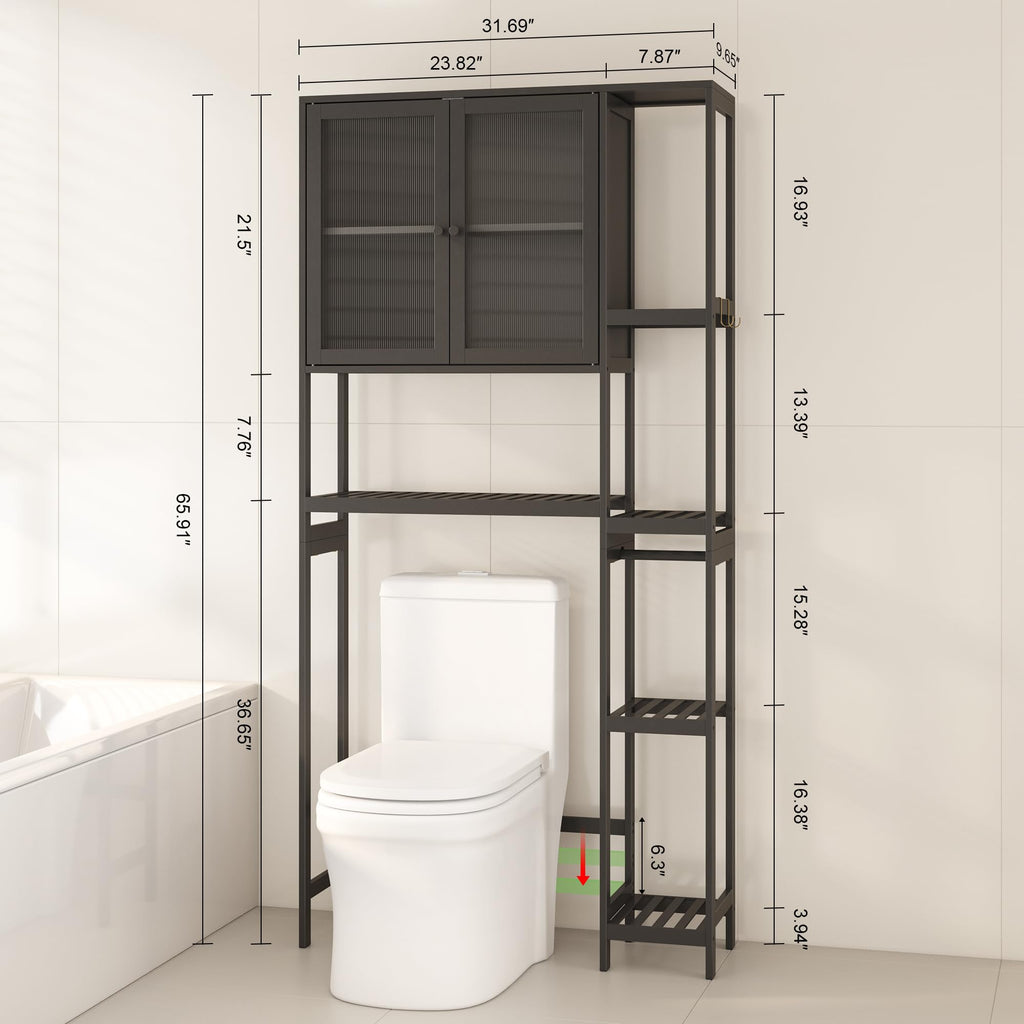 Black Over the Toilet Storage Cabinet with Adjustable Shelves T663