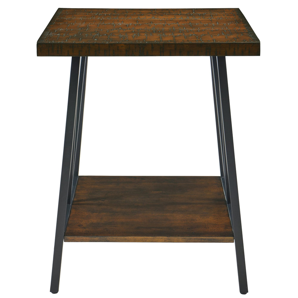 Mid Century Modern End Table with Storage, 2-Tier Open Shelves, Cherry Walnut S829812
