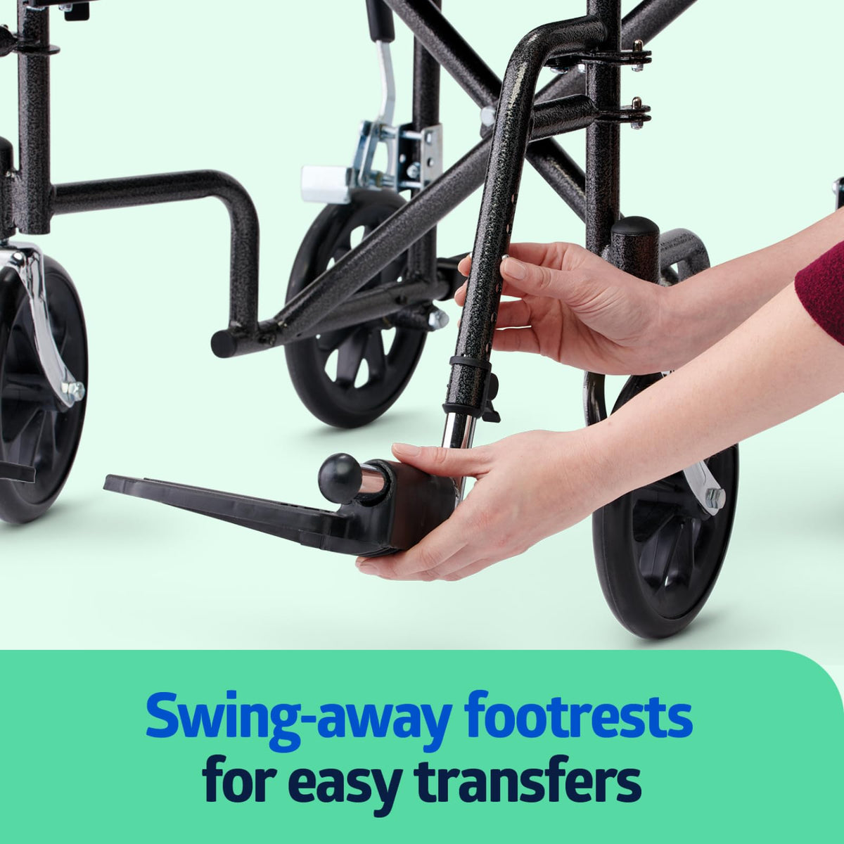 Folding Steel Transport Wheelchair with Swing-Away Footrests Q949548