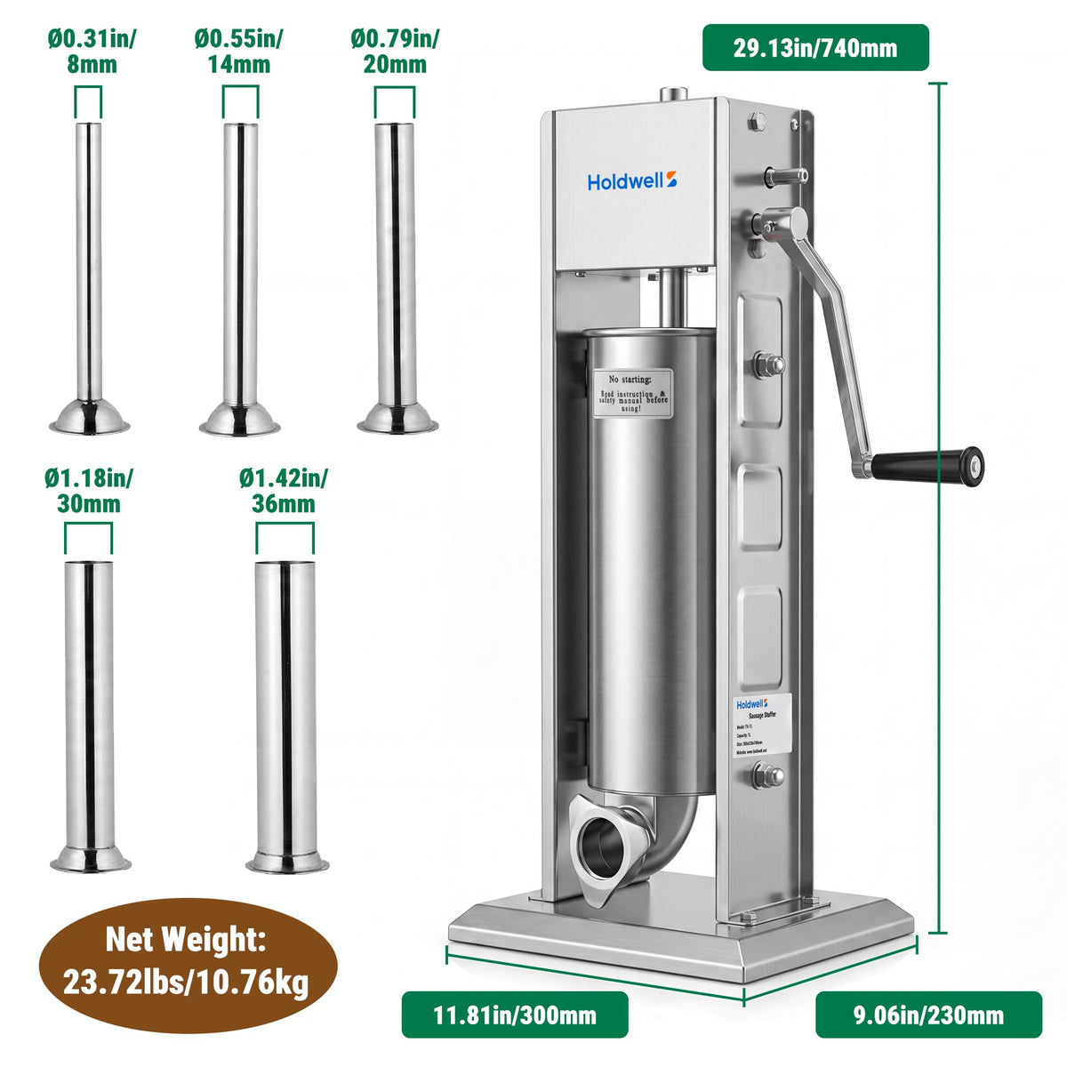 7L Stainless Steel Vertical Sausage Stuffer B13593