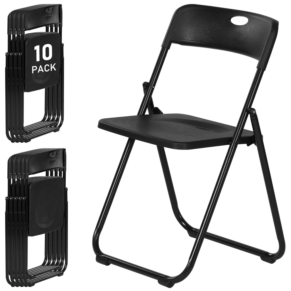 10 Pack Black Plastic Folding Chairs Z999219