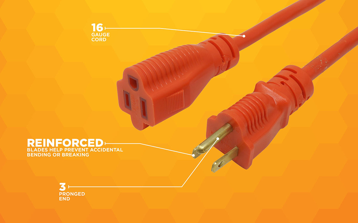 Orange 16/3 Gauge 100 Foot Extension Cord S572246