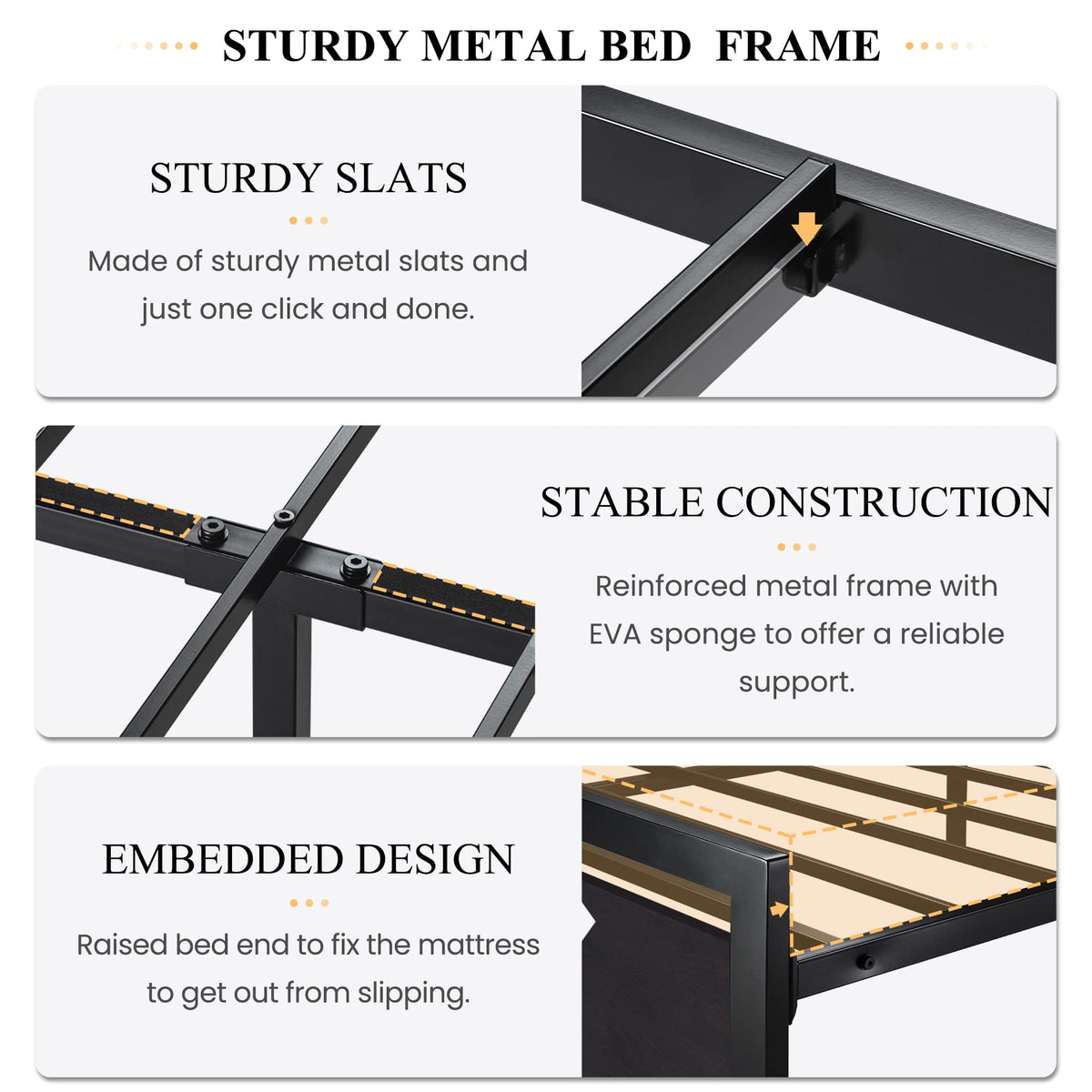 Queen Size Bed Frame with Headboard K3585