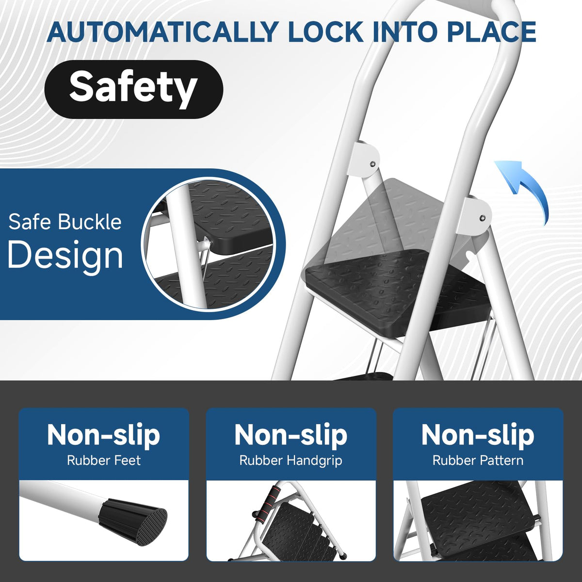 4 Step Ladder Folding Step Stool with Handrail 800lb White T366553