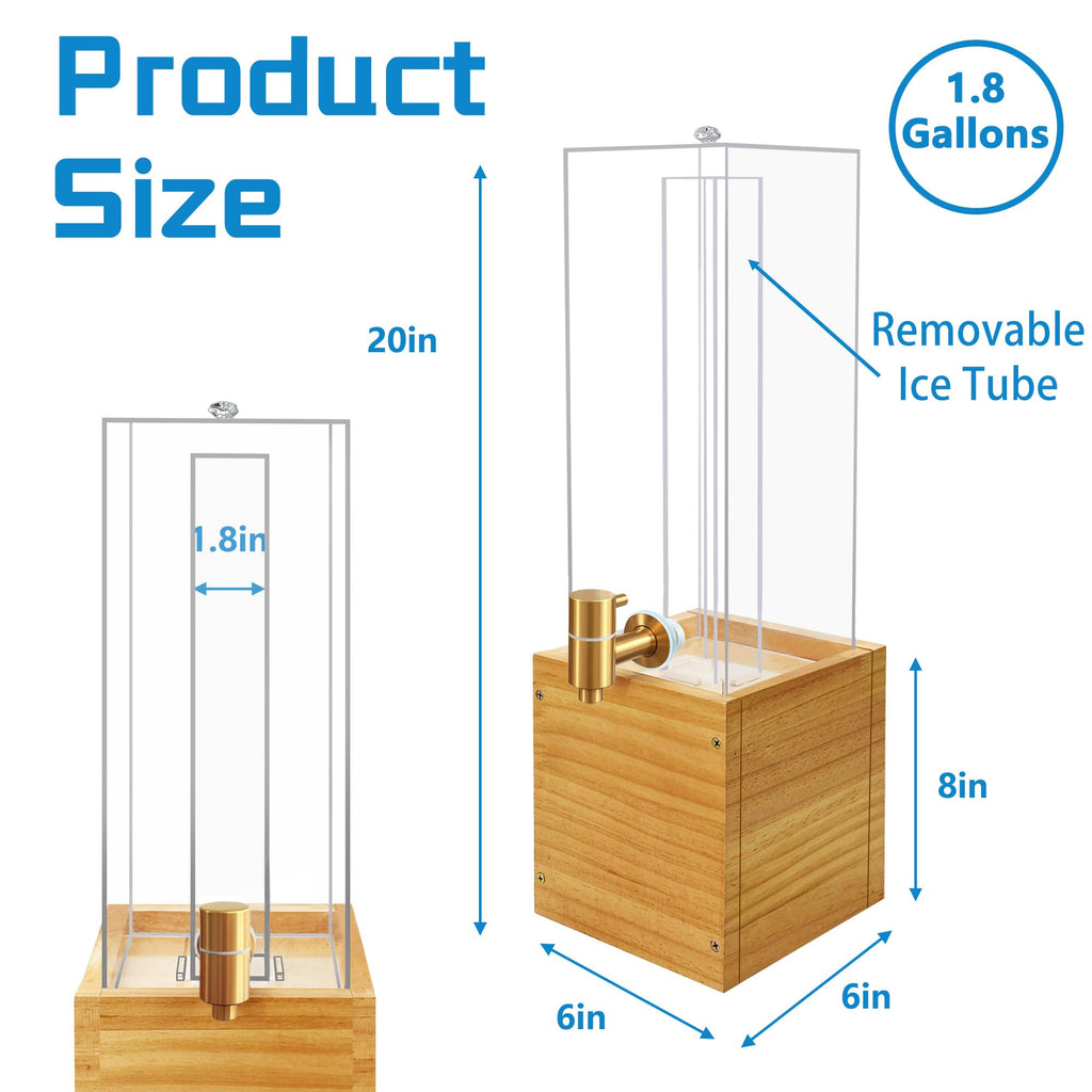 1.8 Gallon Drink Dispenser with Wood Stand S7848